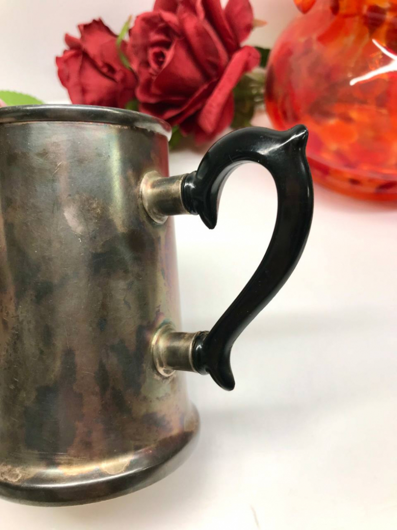 Молочник из нейзильбера (мнц) с серебрением, карболит ручка. з-д Кольчугино. 300мл. Винтаж, СССР. Картинка 4